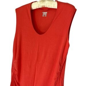 Women’s XL Coral Orange Red Scoop Neck Sleeveless Modal Tank with Side Ruching